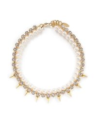 Joomi Lim | Metallic Spike Crystal Pearl Double Strand Necklace | Lyst