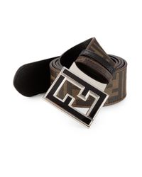 Fendi | Black Zucca Reversible Leather Belt for Men | Lyst