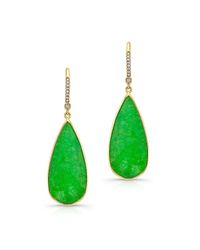 Anne Sisteron | Green 14kt Yellow Gold Jade Rose Cut Earrings | Lyst