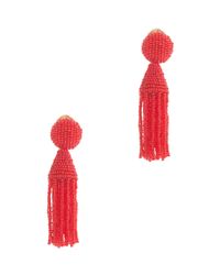 Oscar de la Renta | Red Short Beaded Tassel Earrings | Lyst