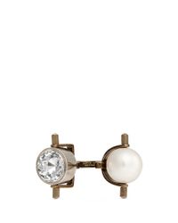 Lanvin | Metallic Pearl Strass Head Brass Ring | Lyst