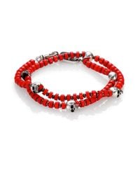 King Baby Studio | Red Coral Sterling Silver Beaded Bracelet for Men | Lyst