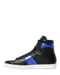Saint Laurent | Black Lamé Leather High-Top Sneakers for Men | Lyst