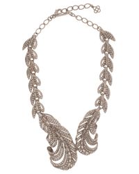 Oscar de la Renta | Metallic Feather Crystal Necklace | Lyst
