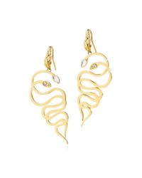Just Cavalli | Metallic Just Medusa Golden Steel Earrings W/crystals | Lyst
