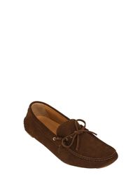 Giorgio Armani | Brown Perforated Suede Driver Loafers for Men | Lyst