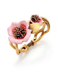 Oscar de la Renta | Pink Painted Flower Bracelet | Lyst