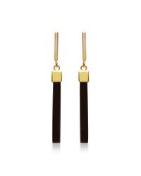 Mateo | Black 14k Yellow Gold Onyx Bar Earrings | Lyst