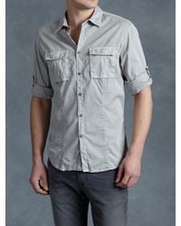 John Varvatos | Gray Cotton Utility Shirt for Men | Lyst