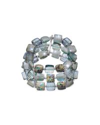 Antica Murrina - Gray Atelier Byzantium - Grey Murano Glass & Silver Leaf Stretch Bracelet - Lyst