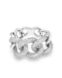 Anne Sisteron - Metallic 14kt White Gold Luxe Diamond Chain Link Ring - Lyst