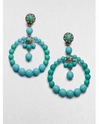 Oscar de la Renta | Blue Beaded Circle Earrings | Lyst