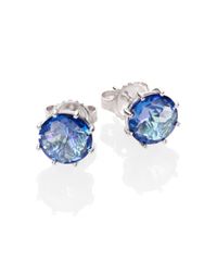 KALAN by Suzanne Kalan | English Blue Topaz & 14k White Gold Round Stud Earrings | Lyst