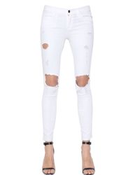 FRAME | White Le Color Destroy Cotton Denim Jeans | Lyst
