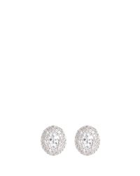 CZ by Kenneth Jay Lane | Metallic Oval Cut Cubic Zirconia Pavé Earrings | Lyst