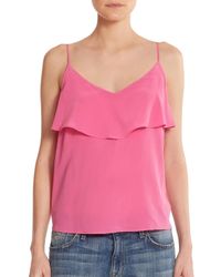 Joie | Pink Abelia Ruffled Silk Tank Top | Lyst