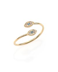 Jacquie Aiche | Metallic Multicolor Diamond & 14k Yellow Gold Double Eye Wrap Ring | Lyst
