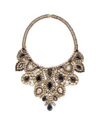 Aerin | Metallic X Erickson Beamon Crystal And Jet Black Stone Bib Necklace | Lyst
