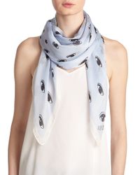 KENZO | Gray New Eyes Silk Scarf | Lyst