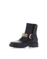 Moschino | Logo Biker Boot Black | Lyst
