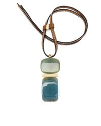 Marni | Brown Resin, Horn & Leather Colorblock Long Pendant Necklace | Lyst