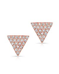 Anne Sisteron - Pink 14kt Rose Gold Diamond Small Triangle Emma Stud Earrings - Lyst