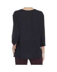 Emporio Armani | Black Camicia In Seta Con Manica 3/4 E Taschini Davanti | Lyst