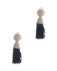 Oscar de la Renta | Blue Short Silk Tassel Earrings | Lyst