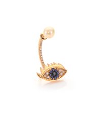 Delfina Delettrez | Metallic Anatomik 6mm White Pearl, Diamond, Sapphire & 18k Yellow Gold Eye Single Earring | Lyst