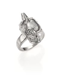 Alexander McQueen | Metallic Punk Skull Crystal Ring/silvertone | Lyst