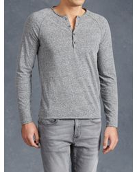 John Varvatos | Black Long Sleeve Raglan Henley for Men | Lyst