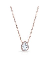 Anne Sisteron - Pink 14kt Rose Gold Diamond White Topaz Pear Necklace - Lyst
