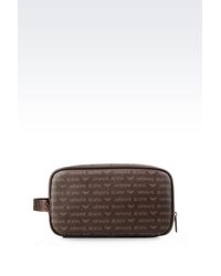 Armani Jeans | Brown Case in Faux Leather with All-over Logo for Men | Lyst