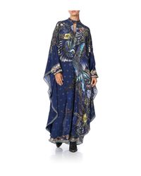 Camilla Blue Kaftan W/ High Collar Stand