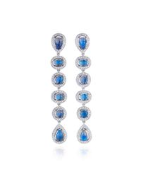 Dana Rebecca | Blue Moonstone and Diamond Earrings in White Gold | Lyst