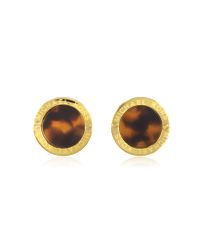 Michael Kors - Metallic Heritage Logo Tortoise Acetate Gold-tone Stud Earrings - Lyst