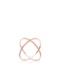 Eva Fehren | 18k Rose Gold And Pink Diamond X Ring | Lyst