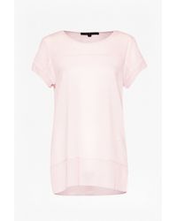 French Connection | Pink Polly Plains Chiffon Trim T-shirt | Lyst