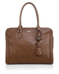 Alexander McQueen | Brown Padlock Large Zip Satchel | Lyst