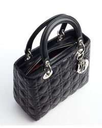 Lyst - Dior Black Quilted Lambskin Lady Dior Medium Convertible Tote Bag in Black