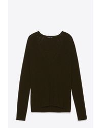 Helmut Lang | Green Wool-cashmere V-neck Pullover | Lyst