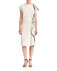 3.1 Phillip Lim | White Side Ruffle Silk Dress | Lyst