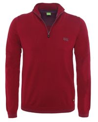 BOSS Green Red Funnel Neck Zime Jumper for men