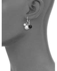 Majorica | 6mm-10mm White Pearl, Crystal & Sterling Silver Beaded Charm Drop Earrings | Lyst