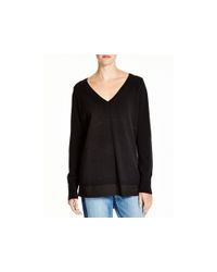 VINCE | Black Silk Trimmed Sweater | Lyst