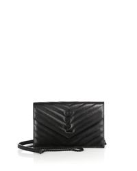 Saint Laurent | Black Small Monogram Matelassé Leather Chain Wallet | Lyst