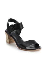 Stuart Weitzman | Black Broadband Stacked-heel Leather Sandals | Lyst
