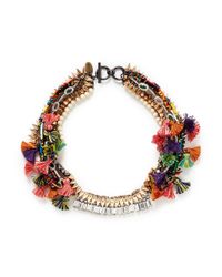 Venna | Multicolor Crystal Pompom Chain Collar Necklace | Lyst