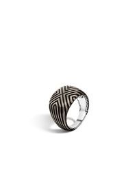 John Hardy | Metallic Bedeg Triangle Line Pattern Square 17x19mm Ring for Men | Lyst