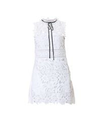 Self-Portrait - Multicolor White Lace And Cotton Short Dress - Lyst